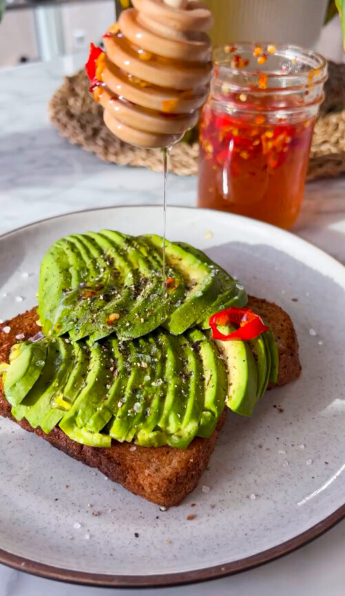 Hot Honey on avocado toast