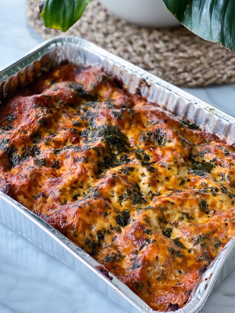 viral 5 layer lasagna with meat sauce