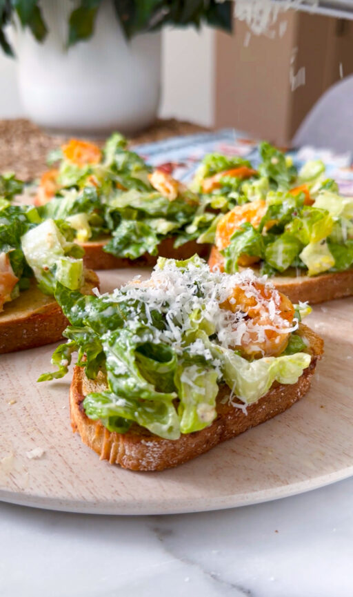 Shrimp Caesar Salad Toasts